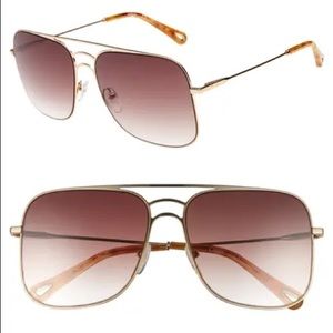 CHLOE 58MM Brown Square Aviator Sunglasses
